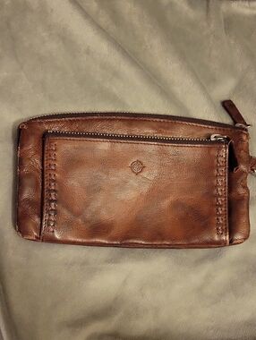 Men's Brown Leather Zip Wallet Clutch - Classic Leather Finish